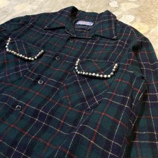 画像4: 70's【PENDLETON】STUDS DECORATIVE CHECK PATTERN WOOL SHIRT / Mens L / MADE IN USA (4)