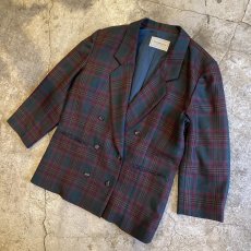 画像4: CHECK ALL OVER PATTERN DESIGN DOUBLE JACKET / Ladies M (4)