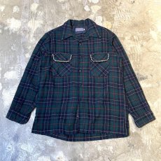 画像1: 70's【PENDLETON】STUDS DECORATIVE CHECK PATTERN WOOL SHIRT / Mens L / MADE IN USA (1)