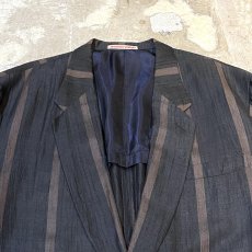 画像10: BICOLOR STRIPE PATTERN 2B TAILORED JACKET / Mens L (10)