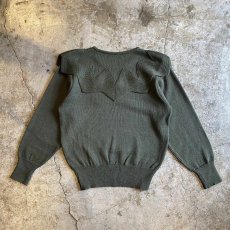 画像2: COLLAR DESIGN KNIT GREEN COLOR SWEATER / Ladies M  (2)