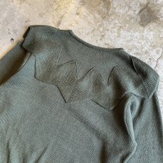 画像9: COLLAR DESIGN KNIT GREEN COLOR SWEATER / Ladies M  (9)