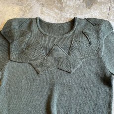 画像6: COLLAR DESIGN KNIT GREEN COLOR SWEATER / Ladies M  (6)