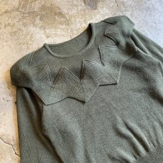 画像3: COLLAR DESIGN KNIT GREEN COLOR SWEATER / Ladies M  (3)