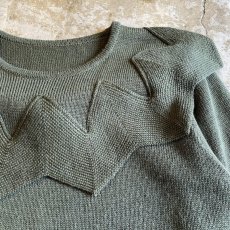 画像5: COLLAR DESIGN KNIT GREEN COLOR SWEATER / Ladies M  (5)