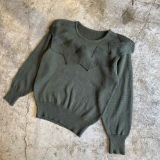 画像4: COLLAR DESIGN KNIT GREEN COLOR SWEATER / Ladies M  (4)