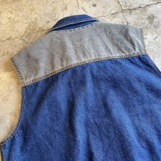 画像11: 2 COLOR BELT DESIGN DENIM VEST / Ladies L (11)