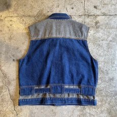 画像2: 2 COLOR BELT DESIGN DENIM VEST / Ladies L (2)