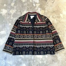 画像1: MULTI BORDER PATTERN OPEN COLLAR GOBELIN JACKET / Mens M (1)