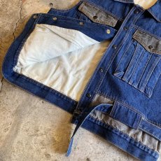 画像9: 2 COLOR BELT DESIGN DENIM VEST / Ladies L (9)