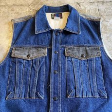 画像5: 2 COLOR BELT DESIGN DENIM VEST / Ladies L (5)