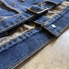 画像13: 2 COLOR BELT DESIGN DENIM VEST / Ladies L (13)