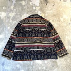 画像2: MULTI BORDER PATTERN OPEN COLLAR GOBELIN JACKET / Mens M (2)