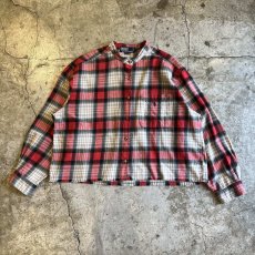 画像1: 【POLO】CUT OFF DESIGN STAND COLLAR CHECK PATTERN L/S SHIRT / Ladies XL(L) / MADE IN USA (1)