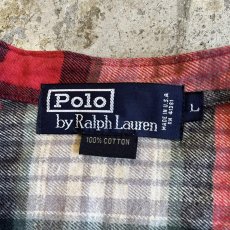 画像10: 【POLO】CUT OFF DESIGN STAND COLLAR CHECK PATTERN L/S SHIRT / Ladies XL(L) / MADE IN USA (10)