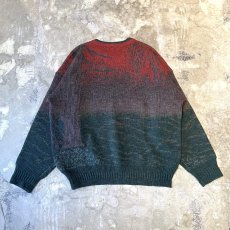 画像2: TREE PATTERN & ANIMAL EMBROIDERY KNIT SWEATER / Mens L (2)