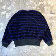 画像2: BICOLOR BORDER PATTERN DOLMAN SLEEVE VELOUR CARDIGAN / Mens L (2)