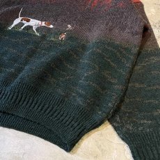 画像6: TREE PATTERN & ANIMAL EMBROIDERY KNIT SWEATER / Mens L (6)