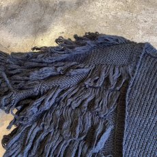 画像9: BLACK COLOR LOOP FRINGE LINE DESIGN KNIT CARDIGAN / Ladies M (9)