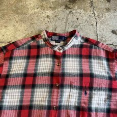 画像7: 【POLO】CUT OFF DESIGN STAND COLLAR CHECK PATTERN L/S SHIRT / Ladies XL(L) / MADE IN USA (7)