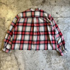 画像2: 【POLO】CUT OFF DESIGN STAND COLLAR CHECK PATTERN L/S SHIRT / Ladies XL(L) / MADE IN USA (2)