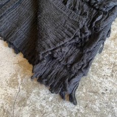 画像5: BLACK COLOR LOOP FRINGE LINE DESIGN KNIT CARDIGAN / Ladies M (5)