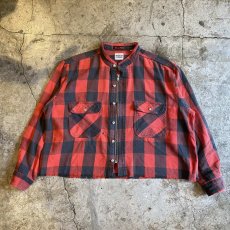 画像1: 【Wiz&Witch】"WANDERER" NO COLLAR ZIP UP FLANNEL SHIRT / OS (1)