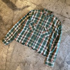 画像4: 【CARHARTT】CHECK PATTERN DOWN FRINGE CUT OFF SHORT DESIGN L/S SHIRT / Ladies L (4)