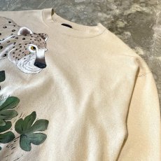 画像4: 90's HAND DRAWING LEOPARD PATTERN SWEAT / Mens XL / MADE IN USA (4)