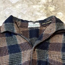 画像10: ALL OVER CHECK PATTERN OPEN COLLAR L/S SHIRT / Mens L / MADE IN FRENCH (10)