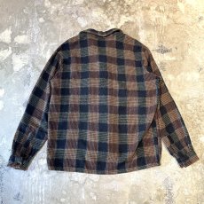 画像2: ALL OVER CHECK PATTERN OPEN COLLAR L/S SHIRT / Mens L / MADE IN FRENCH (2)