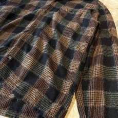 画像6: ALL OVER CHECK PATTERN OPEN COLLAR L/S SHIRT / Mens L / MADE IN FRENCH (6)