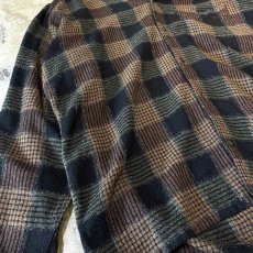 画像5: ALL OVER CHECK PATTERN OPEN COLLAR L/S SHIRT / Mens L / MADE IN FRENCH (5)