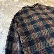 画像9: ALL OVER CHECK PATTERN OPEN COLLAR L/S SHIRT / Mens L / MADE IN FRENCH (9)