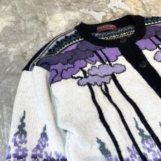 画像3: ALL OVER ART GRAPHIC PATTERN WOOL KNIT CARDIGAN / Mens L (3)