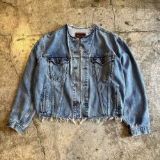 画像1: 【Wiz&Witch】"WANDERER" NO COLLAR ZIP UP DENIM JACKET / OS (1)