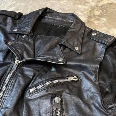 画像4: BLACK REAL LEATHER RIDERS STYLE VEST / Mens L (4)