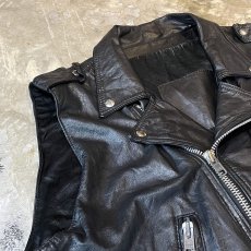 画像3: BLACK REAL LEATHER RIDERS STYLE VEST / Mens L (3)