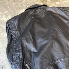 画像9: BLACK REAL LEATHER RIDERS STYLE VEST / Mens L (9)