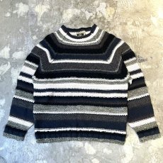 画像1: 【JOSEPH ABBOUD】BORDER PATTERN RAGLAN SLEEVE KNIT SWEATER / Mens L (1)