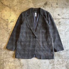 画像1: GREY COLOR GLEN CHECK PATTERN DESIGN TAILORED JACKET / Ladies M(10)  (1)