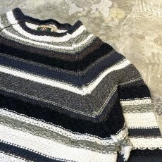 画像4: 【JOSEPH ABBOUD】BORDER PATTERN RAGLAN SLEEVE KNIT SWEATER / Mens L (4)