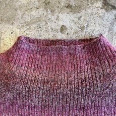 画像10: MIX COLOR GRADATION BORDER PATTERN MOCK NECK DESIGN KNIT SWEATER  / Ladies M (10)