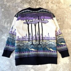 画像2: ALL OVER ART GRAPHIC PATTERN WOOL KNIT CARDIGAN / Mens L (2)