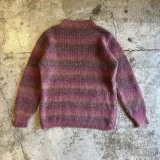 画像2: MIX COLOR GRADATION BORDER PATTERN MOCK NECK DESIGN KNIT SWEATER  / Ladies M (2)