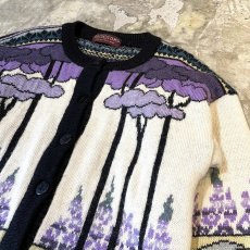 画像4: ALL OVER ART GRAPHIC PATTERN WOOL KNIT CARDIGAN / Mens L (4)