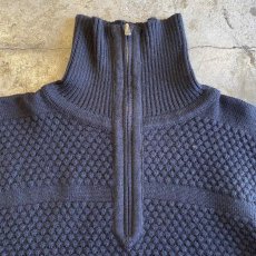 画像7: EURO HALF ZIP DESIGN BLACK COLOR KNIT SWEATER / Ladies L (7)