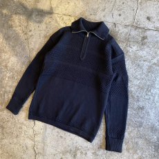 画像4: EURO HALF ZIP DESIGN BLACK COLOR KNIT SWEATER / Ladies L (4)