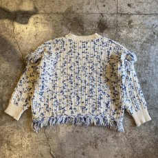 画像2: POINT FRINGE DESIGN MIX COLOR KNIT SWEATER / Ladies L (2)