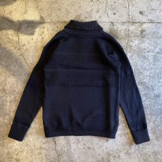 画像2: EURO HALF ZIP DESIGN BLACK COLOR KNIT SWEATER / Ladies L (2)